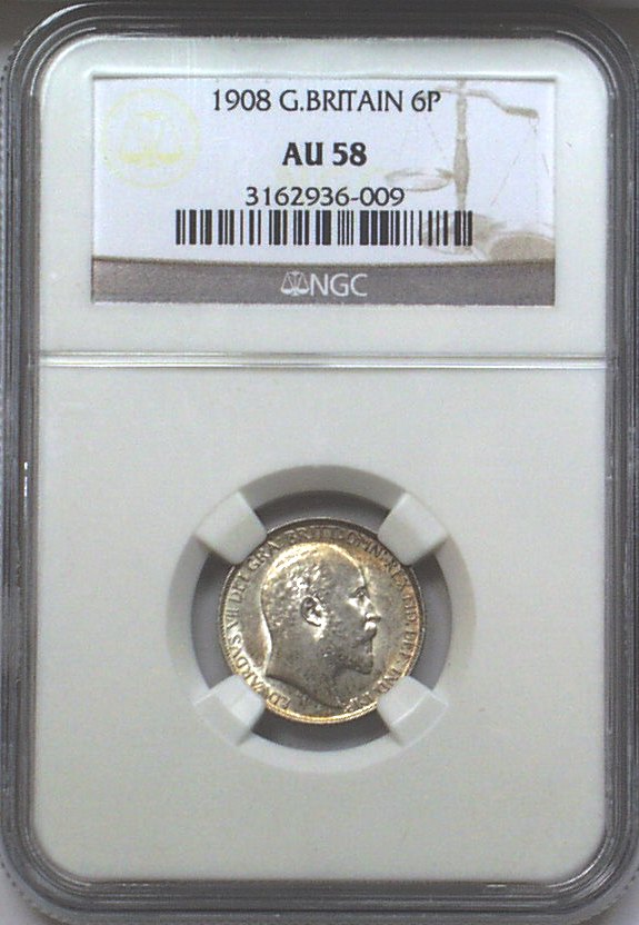1908 Great Britain 6 Pence, obverse