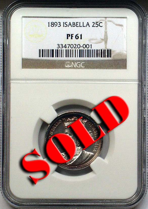 1893 Isabella Quarter Proof, obverse